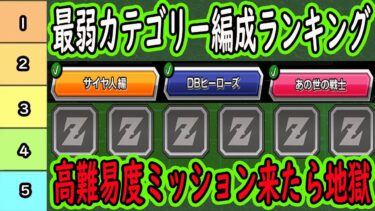 【ドッカンバトル】最弱カテゴリー編成ランキングベスト10位！高難易度でミッション来たら地獄！現環境一番弱いカテゴリーは？今後の将来最弱になるのは？「2024年8月版」