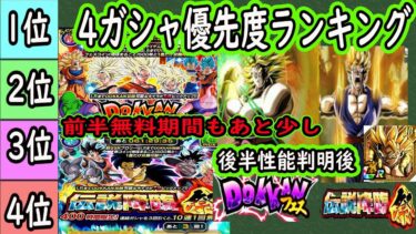 【ドッカンバトル】「後半目玉性能判明後」夏の大型CP4ガシャ優先度ランキング！どれ引くか迷ってる方に向けて詳しく解説！個人的にはこれを引け！