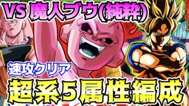 【ドッカンバトル】レッドゾーン　魔人ブウ(純粋)　超系5属性編成攻略　リアルイベントミッション