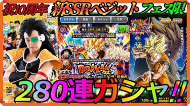 祝10周年‼『新SSR超サイヤ人孫悟空＋超サイヤ人ベジータDOKKANフェス』ラディッツの280連ガシャ!!　#ドッカンバトル　#dokkanbattle 　#dragonball 【昆布ちゃん】